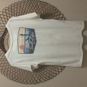 Womens Salt Life T Shirt Paddleboard Girl With Dog Size Large Cream